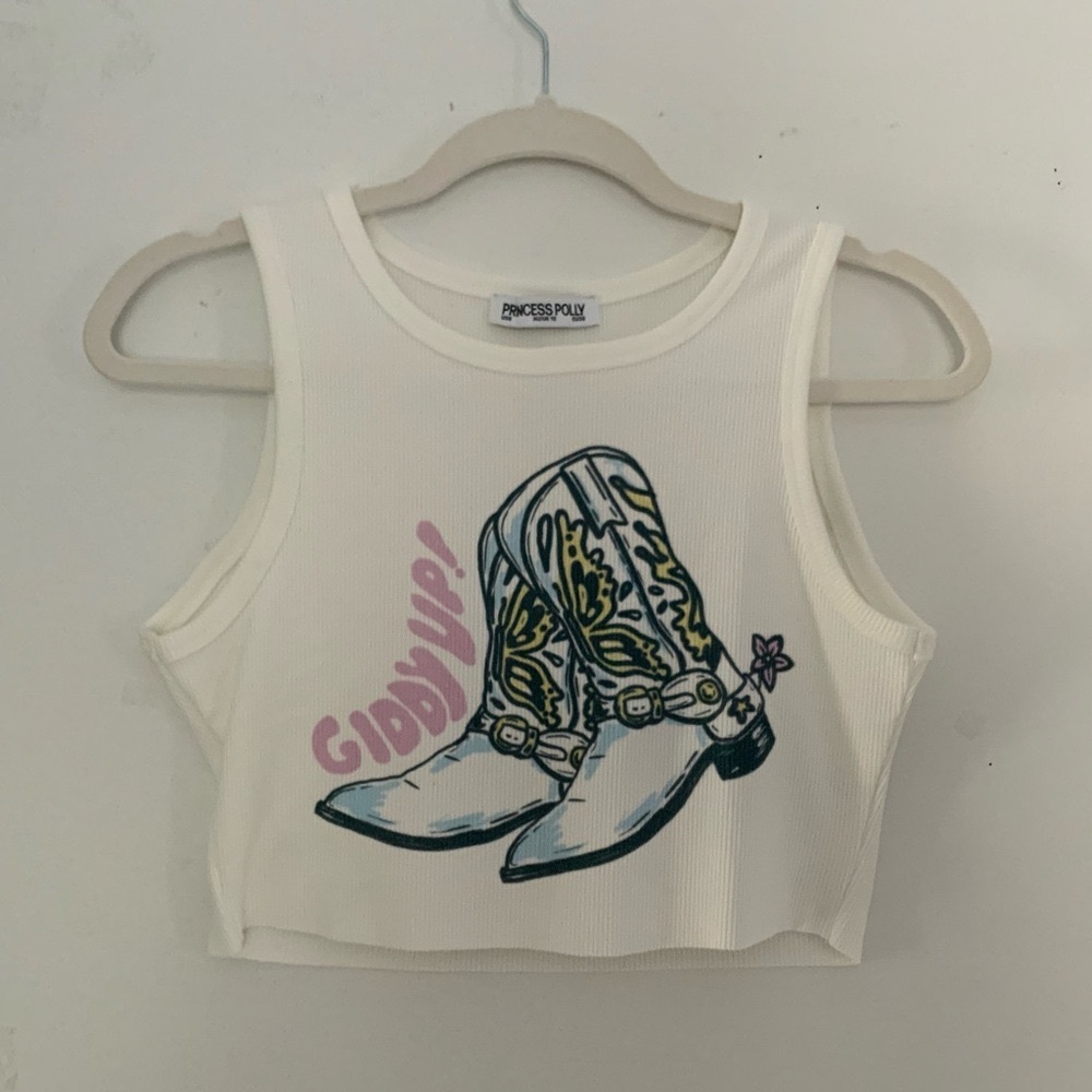 Princess Polly GIDDY UP TANK TOP WHITE - Picture 4 of 5